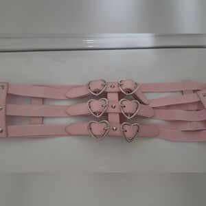 Hot Topic Pink Heart Buckle Belt